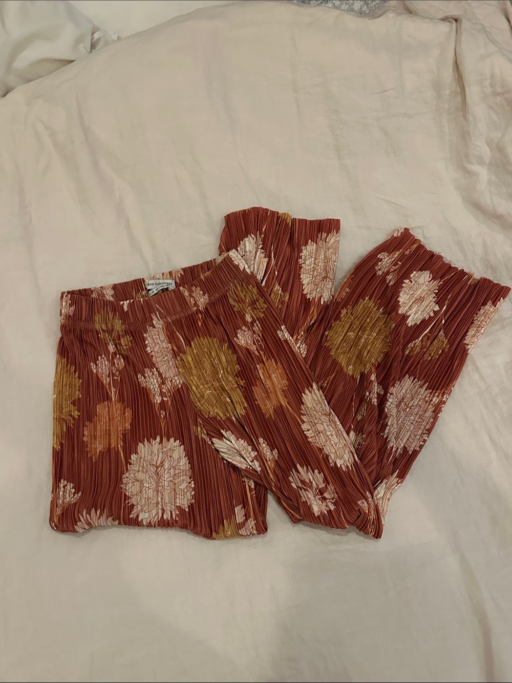 Urban Outfitters Orange Floral Pleated Pants